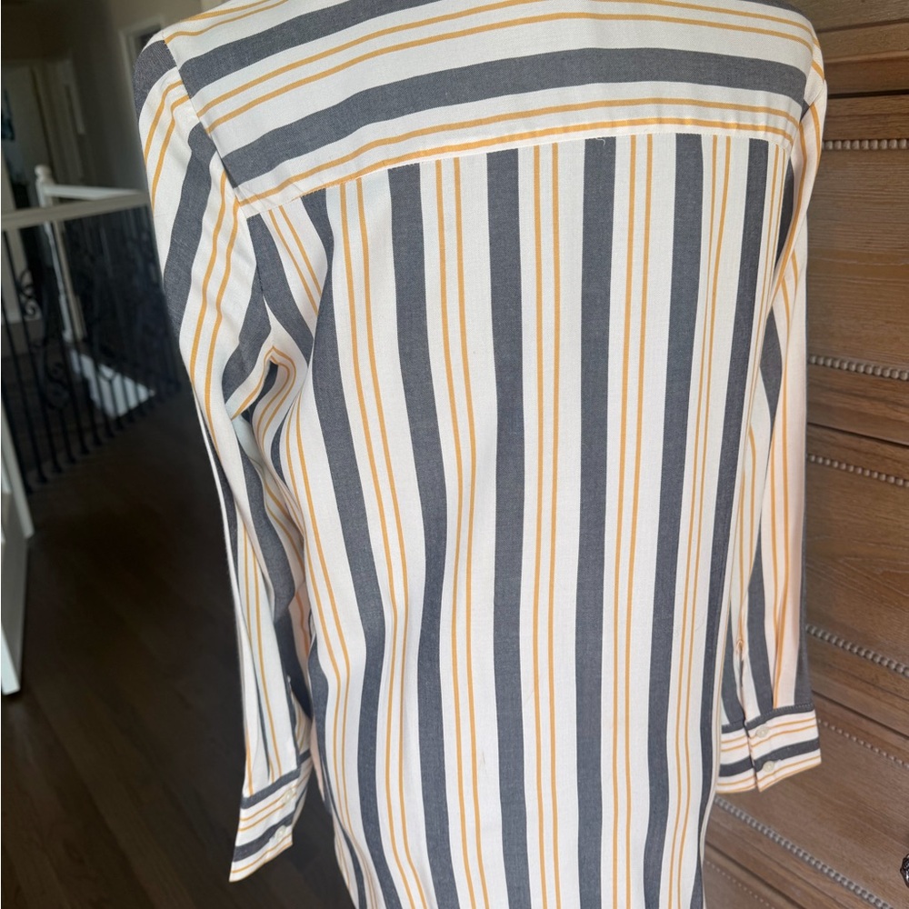 Striped Long Sleeve women hi/low Blouse - Picture 6 of 6